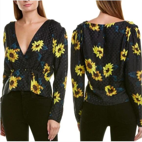 The Kooples Dark Sunflower Silk Blend Blouse - Picture 1 of 7